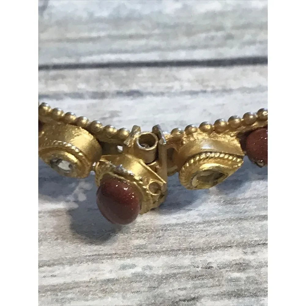 Sparkling Goldstone Necklace Earrings Bracelet Matching set‎ Beads